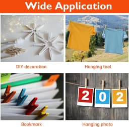 120 Houten Waslijnklemmen met 50 Meter Touw - Kleine Houten Knijpers voor Foto's en Decoratie — thumbnail 3