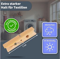 80 Grote Houten Waslijnklemmen - Stevig en Natuurlijk voor Wassen en Knutselen — thumbnail 5