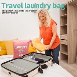 Set van 3 reiswaszakken met handvat voor vuile kleding, natte sporttas voor sportschool, wassen, zwembad - 38 x 48 cm - ideaal voor yoga en dorm - opbergtas voor onderweg — thumbnail 3