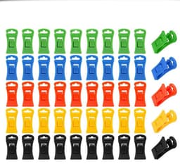 Sokkenclips - 50 stuks - Droogrek tegen verlies - Sokkenhouders - Plastic - Antislip wasknijpers - Sokkenclips voor wasmachine en droger - Kleurrijke sokkendroogclips - Waslijnknijpers - 3×1.3cm - 5 kleuren — thumbnail 1