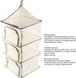 Hangend Droogrek - Opvouwbaar Net - Lucht Drogen - 4 Lagen Gaas - 104cm Hoog - Beige — thumbnail 3
