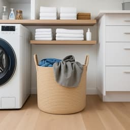 1 stuk - Jute wasmand - Natuurlijk touwgeweven - Opbergmand - Met handvat - Geschikt voor thuis, woonkamer, wasruimte, dekens, kleding - 25*20 cm - Khaki — thumbnail 4