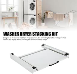 Stapelset Wasmachine - Tussenrek Droger - Ruimte Besparen - Uittrekbare Plank - 60cm Breed — thumbnail 4