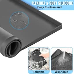 Afvoerbakmat - Lekbak Onderlegger - Apparaat Bescherming - Antislip Siliconen - 60x50cm - Zwart — thumbnail 4