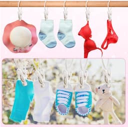 30 stuks Multifunctionele Wasknijpers Met Kunststof Touw – Wit – Ideaal voor Babykleding, Broek, Sokken, Mutsen, Handdoeken & Schoenen — thumbnail 5
