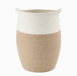 Handgeweven Rieten Wasmand 105L – Hoge Plankmand met Stoffen Binnenzak, 65×45×35 cm — thumbnail 3