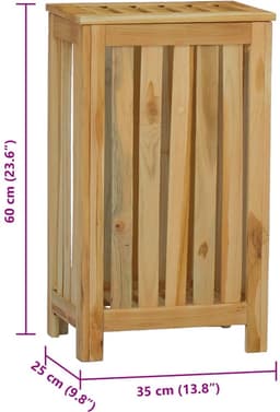 vidaXL - Wasmand - 35x25x60 - cm - massief - teakhout — thumbnail 3