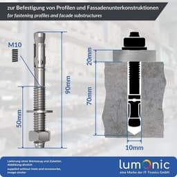 5x Zwaarlastanker M10 x 90 Verzinkt voor Doorsteekmontage in Steen en Beton — thumbnail 2