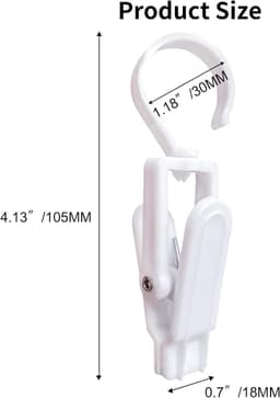 Washaken Clip - Washaken met klemmen - kleerhangers voor sokken - Drooghaak voor kleding - met 360 graden draaibare haak - Sterke plastic wasknijpers- draagbare antislip plastic hangers clips - Veelzijdig - 10stuks - wit — thumbnail 5