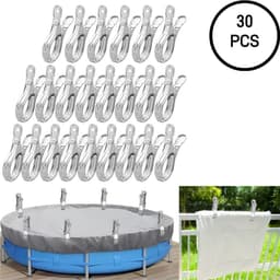 30 stuks - Winddichte clips van roestvrij staal - Clips voor zwembadafdekkingen - Gordijnclips - Kledingclips van metaal - Sterk en duurzaam - Roest niet snel - Zilver - 2*13cm - Geschikt voor balkon, zwembad, kledingkast — thumbnail 1