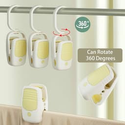 Washaken Clip - Washaken met klemmen - kleerhangers voor sokken - Drooghaak voor kleding - Sterke plastic wasknijpers - draagbare antislip plastic hangers clips - met 360 graden draaibare haak - Veelzijdig - 9stuks — thumbnail 3