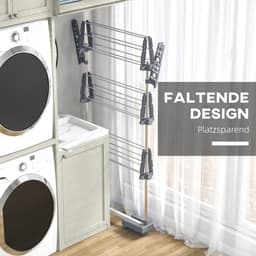 HOMCOM-Wäscheständer-Edelstahl, ABS-142L x 55B x 152H cm-Grau — thumbnail 5