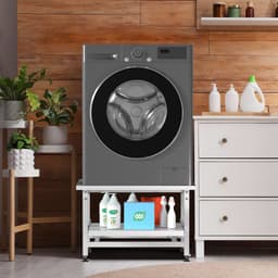 Wasmachine opbouwmeubel Wit 150 kg belastbaar - 63x54x42cm - Wasmachine Verhoger Met uittrekbaar rek — thumbnail 4