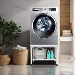 Wasmachine Verhoger - Wasmachine opbouwmeubel - Wasmachine Sokkel - 200 kg belastbaar - 63x54x45.5cm - Wit — thumbnail 4