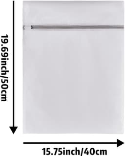 3-stuks Waszak van netstof - Reisorganizer - Polyester materiaal - Stevig en praktisch - Ademend - Opvouwbaar - Met rits - Geschikt voor ondergoed, kleding, broeken, schoenen, sokken - Wit — thumbnail 5