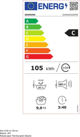 Samsung DV9UDG52A0TEEN- Wasdroger | Wit | 9 kg | OptimalDry | AI Control | Hygiene Care | SmartThings | WIFI — thumbnail 2