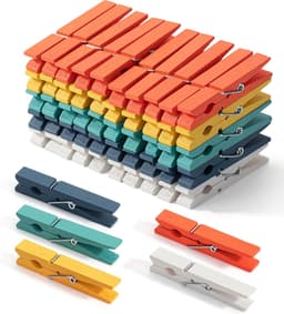 100 stuks natuurlijke houten wasknijpers, 7,3 cm, kleurrijk en roestbestendig voor het ophangen van kleding, wasknijpers, wasknijpers, houten wasknijpers — thumbnail 1