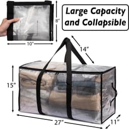 ClearSpace Oversized Verhuistassen of Opbergtas, Grote Verhuisdozen met Rugzakriemen, Ritsen en Handvatten, Stevige Verhuistassen, Studentenhuis, — thumbnail 3