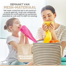 Terra - Wasmand - Wasmand Inklapbaar - Opvouwbare Wasmanden - 35 cm x 40 cm - Stijlvolle en Ruimtebesparende Wasmand voor Optimale Wasorganisatie - Engelse Stijl Wasmanden - Licht - Donkergrijs met Beige Strepen — thumbnail 4