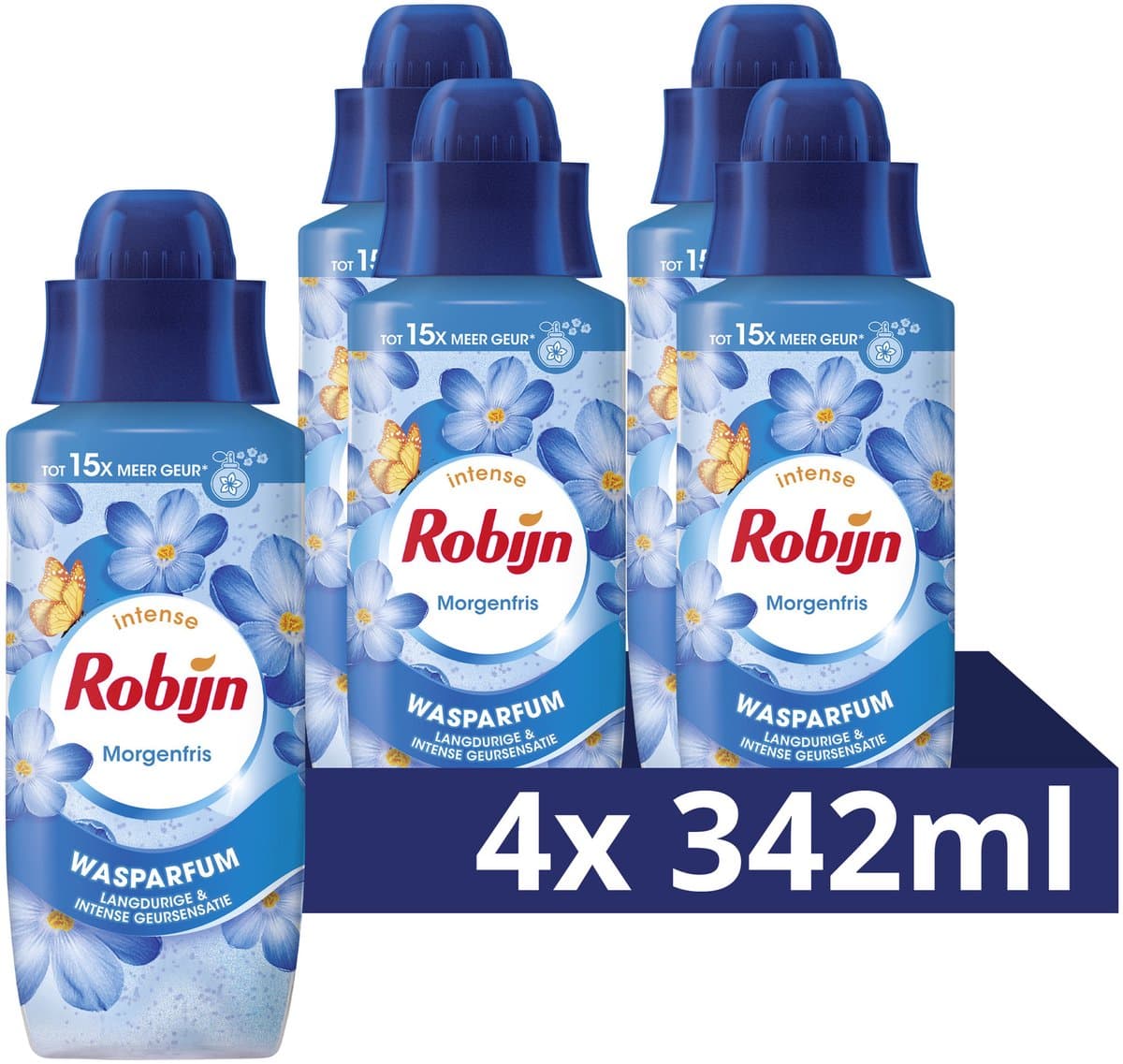 Robijn Intense Wasparfum - Morgenfris - 4 flessen x 342 ml - Voordeelverpakking — afbeelding 1