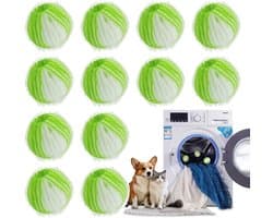 12 Stuk Wasmachine voor het verwijderen van dierenhaar - Herbruikbare pluizenbalwasser - Wasmachine voor het opvangen van haar - Reinigingsballen voor dierenhaar - Wasmachine voor het verwijderen van pluizen voor kleding en beddengoed - Groen