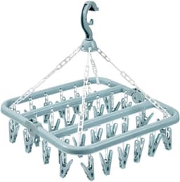 Blauw - Sokken droogrek, 32 clips hangend droogrek, binnen en buiten droogrek, hangend, draaibaar, opvouwbaar, geschikt voor sokken, ondergoed en kleine kledingstukken — thumbnail 1
