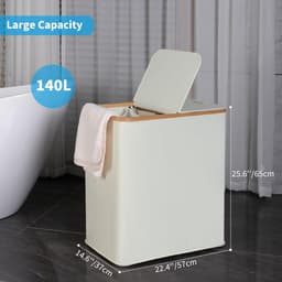 Dubbele Wasmand - 140 Liter - Bamboe - 2 Secties — thumbnail 2