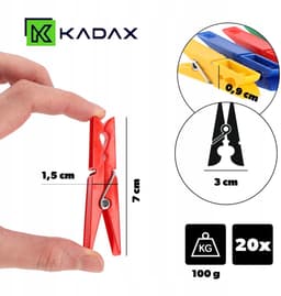KADAX wasknijpers, 20 x knijpers van robuuste kunststof, kleurrijke sokklemmen, windbestendige klemmen voor binnen en buiten (groen-geel-rood-blauw) — thumbnail 4