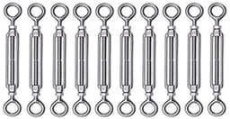 10 Stuks Draadspanners M4 Roestvrij Staal - Set van Spanhaken voor Tuindraadspanner - Zonnezeil Touw of Waslijn Spannen — thumbnail 1