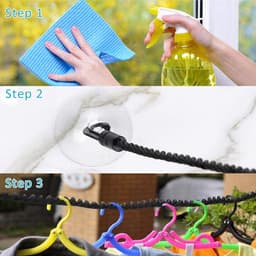 Simple Easy To Hang Anywhere Extendable Travel Clothes Line With Hooks Suction Cup For Outdoor Camping - 2PCS — thumbnail 2