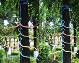 1 stuk - Wasdraad - 5M - Draagbare kampeer waslijn - Elastische waslijn - Kampeeraccessoires - Reiswaslijn voor buiten en binnen - Winddichte hanger voor buiten kamperen - Blauw — thumbnail 4