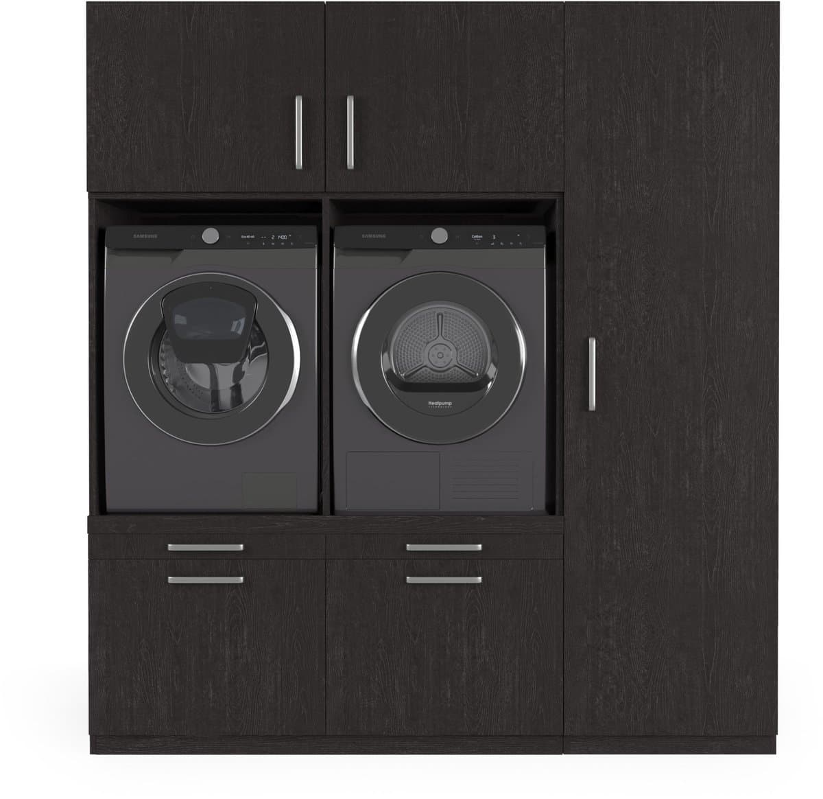Wasophoogte® Wasmachine Kast Kyoto - Wasmachine verhoger - Wasmachine ombouw - 700(D)*1930(B)*2110(H) mm - Zwart — afbeelding 1