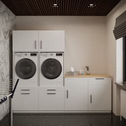 Wasophoogte® Wasmachine Kast Chicago - Wasmachine verhoger - Wasmachine ombouw - 700(D)*2530(B)*2110(H) mm - Wit — thumbnail 3