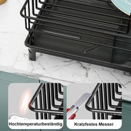Compact droogrek - omgekeerde afvoer, keukenorganizer - zwart — thumbnail 5