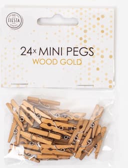 72x Mini Houten Knijpers Goud — thumbnail 2