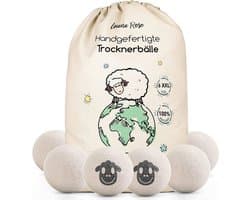 Droogballen voor wasdroger; de natuurlijke wasverzachter van 100% schapenwol, 6 x XXL drogerballen voor donsjassen, wasballen van wol als wasverzachter dons, XXL vilten ballen