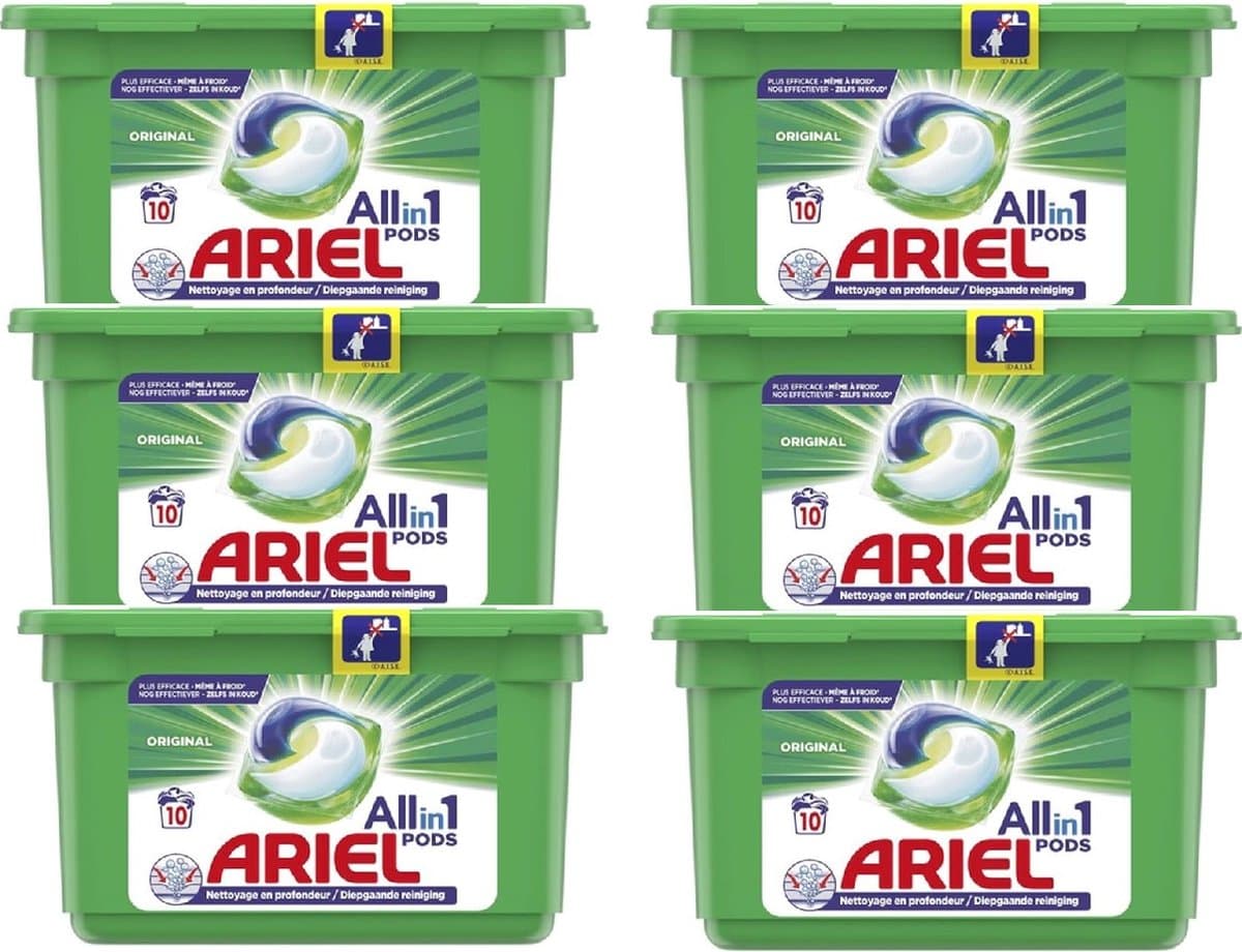 Ariel All in 1 Wasmiddel Pods Original - 6x10 Wasbeurten - Voordeelverpakking — afbeelding 1