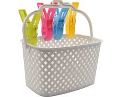 Discountershop® Wasknijpermandje Wit 22 x 12,9 x 15 cm — afbeelding 1