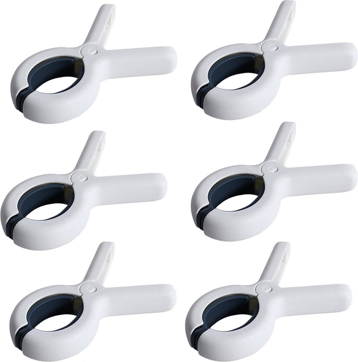 Klemmen 6 stuks - Wasknijpers - 6 stuks - Wit en blauw 100% kunststof en dus roestvrij | Laten geen afdrukken achter — afbeelding 1
