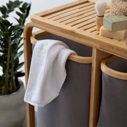 Lumaland Wasmand van bamboe - 1 XL vak + 2 compacte vakken 49,5 x 33 x 71 cm grijs — thumbnail 4