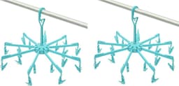 Droogcarrousel/droogmolen blauw met 18 knijpers 48 cm - 3x - Droogrek/Droogmolen/Wasrekje — thumbnail 2