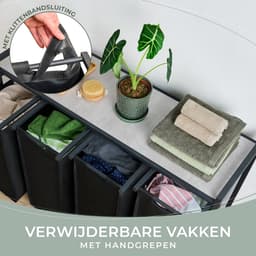 Blumtal Wasmand met 4 vakken - Wasmand met betonlook plank - Metalen frame - Wasmand met poten - Zwart — thumbnail 4