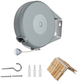 WiseGoods Premium Buiten Waslijn - Automatische Uittrekbare Drooglijn Met Oprolbare Waslijndraad - Wanddroogrek - Draad 15 Meter — thumbnail 4