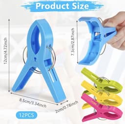 Ultiluxe® Grote strandlaken knijpers - 8 stuks - XXL badhanddoek klemmen - Handdoek clips - Wasknijpers - Badlaken vastzetten - Ligbed, strandstoel, kleding, camping stoel, tafelkleden - Kunststof strandhanddoek — thumbnail 4