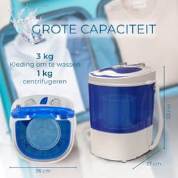 Mini Wasmachine - 3kg Capaciteit - Camping & Caravan - Lichtgewicht - Centrifuge - Waterbesparend — thumbnail 4