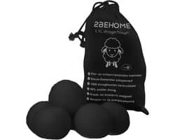 2BEHOME XL Drogerballen Voor Wasdrogers - 6 Stuks - Gemaakt van 100% Nieuw-Zeelandse Schapen Wol - Wasdrogerballen - Droogballen - Droger Ballen - Dryer Balls - Zwart — afbeelding 1