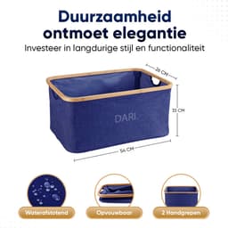 DARI. Opvouwbare Wasmand 45L – Heupwasmand – Wasmanden – Opbergmand – Wasbox – Bamboe – Blauw — thumbnail 2