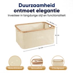 DARI. Opvouwbare Wasmand 45L – Heupwasmand – Wasmanden – Opbergmand – Wasbox – Bamboe – Beige — thumbnail 2
