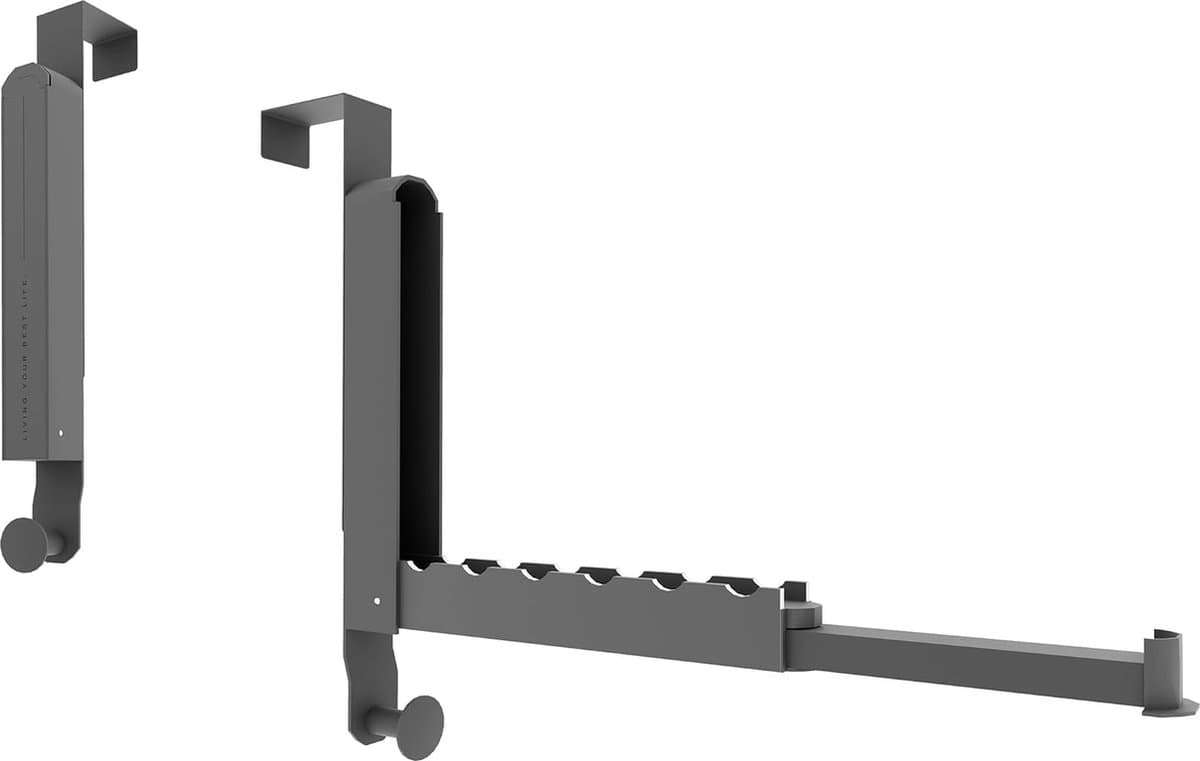 James & Mace® Droogrek Deur –Wanddroogrek - Deurhaken Over Deur – Droogrek Hangend – Opvouwbaar en uitschuifbaar – Badkamer – Slaapkamer – Op Reis — afbeelding 1