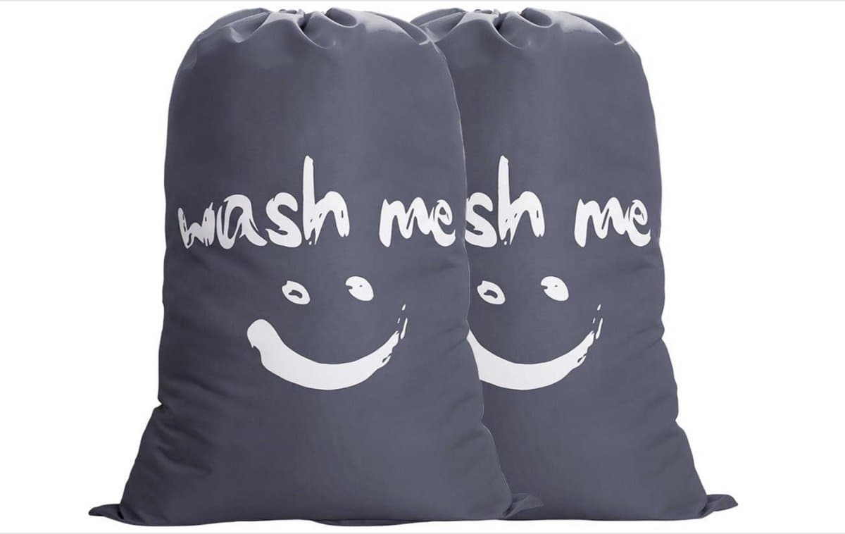 2 stuks waszakken voor op reis, vuile was, wasverzamelaar, waszak, grote opvouwbare wasmand, opbergtas, wasbak, outdoor, 120 liter, grijs — afbeelding 1